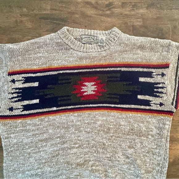 Vintage American Eagle Outfitters Ramie Cotton Sweater XL Southwest Aztec Knit - Picture 6 of 6